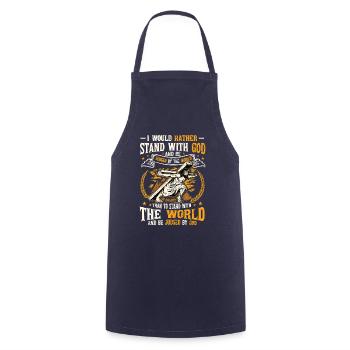 Stand with God, Christian religion. - Cooking Apron - navy - Front - AI Model Male 185 dark (185cm)
