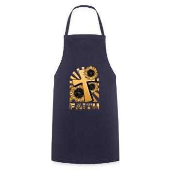 Religious Sunflower Cross Christian Faith - Cooking Apron - navy - Front - AI Model Male 185 dark (185cm)
