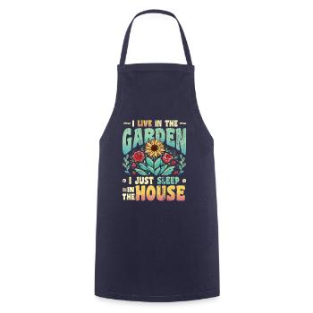 I live in the garden lover, gardening. - Cooking Apron - navy - Front - AI Model Male 185 dark (185cm)