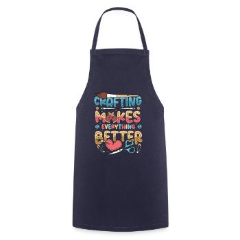 Crafting makes everything better, hobbyists - Cooking Apron - navy - Front - AI Model Male 185 dark (185cm)