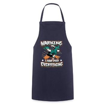 Warning: I jump over everything. - Cooking Apron - navy - Front - AI Model Male 185 dark (185cm)