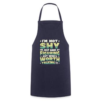 Not shy, just want to find out something. - Cooking Apron - navy - Front - AI Model Male 185 dark (185cm)