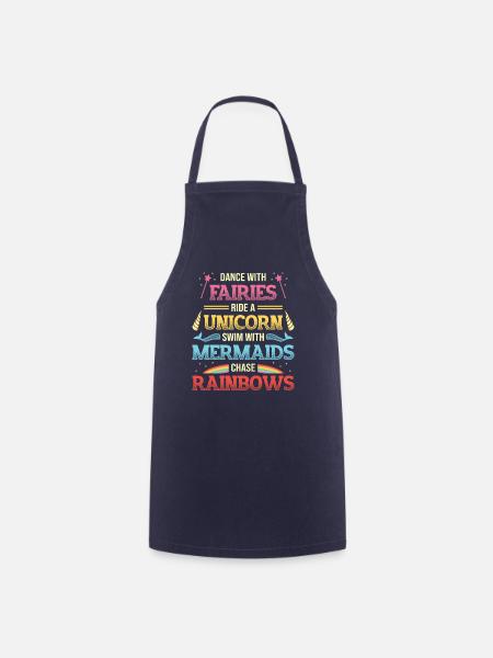 Feen Unicorns, Meerjungfrauen, Regenbogen. - Kochschürze - Navy