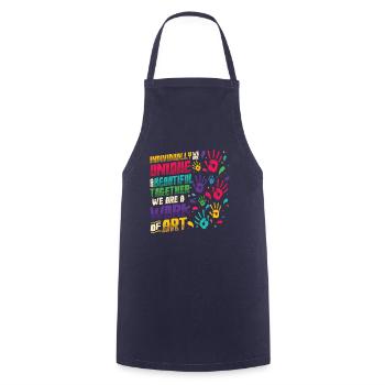 Ensemble, nous sommes une œuvre d’art, enseignante préscolaire - Tablier de cuisine - marine - Devant - AI Model Male 185 dark (185cm)