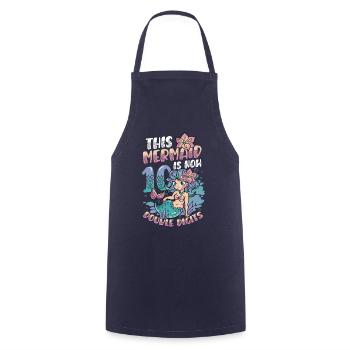 This mermaid is now 10.double digits. - Cooking Apron - navy - Front - AI Model Male 185 dark (185cm)