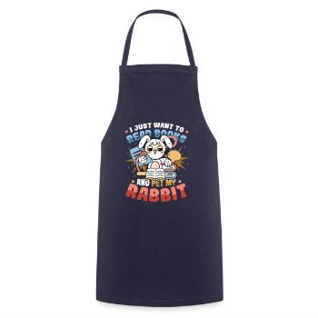 Lire des livres et caresser mon lapin. - Tablier de cuisine - marine - Devant - AI Model Male 185 dark (185cm)