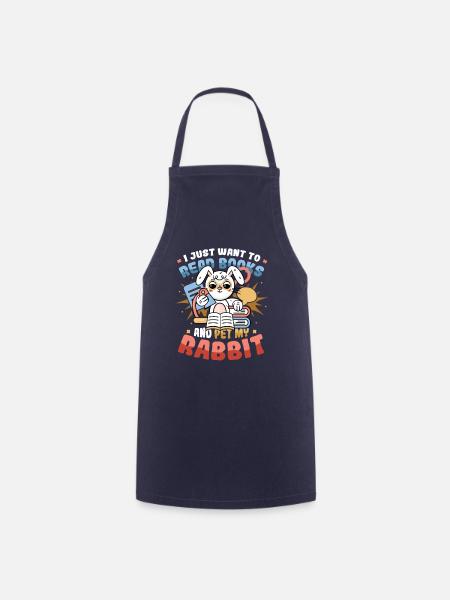 Lire des livres et caresser mon lapin. - Tablier de cuisine - marine