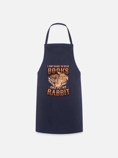 Lire des livres et caresser mon lapin. - Tablier de cuisine - marine