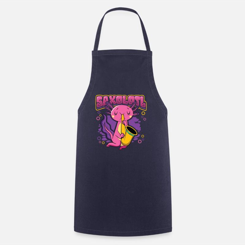 Saxolotl Axolotl joue du saxophone - Tablier de cuisine - marine