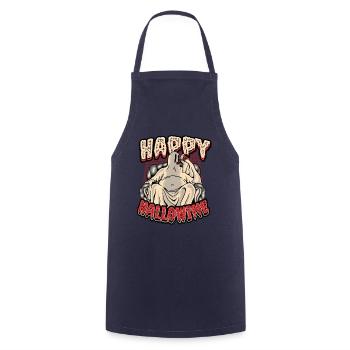 Happy Halloween ghost drinks wine - Cooking Apron - navy - Front - AI Model Male 185 dark (185cm)