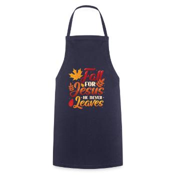 Fall for Jesus, He Never Leaves the Religious - Cooking Apron - navy - Front - AI Model Male 185 dark (185cm)