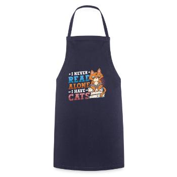 Bookworm reading books, cats. - Cooking Apron - navy - Front - AI Model Male 185 dark (185cm)