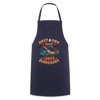 Just A Boy Who Loves Dinosaurs. Young Dinosaur - Cooking Apron - navy - Front - AI Model Male 185 dark (185cm)