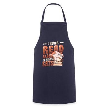 Bookworm reading books, cats. - Cooking Apron - navy - Front - AI Model Male 185 dark (185cm)