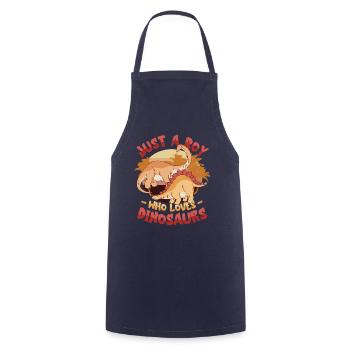 Just A Boy Who Loves Dinosaurs. Young Dinosaur - Cooking Apron - navy - Front - AI Model Male 185 dark (185cm)