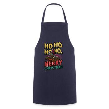 Ho Ho Ho Ho Frohe Weihnachten Santa Riding Dirt - Kochschürze - Navy - Vorne - AI Model Male 185 dark (185cm)
