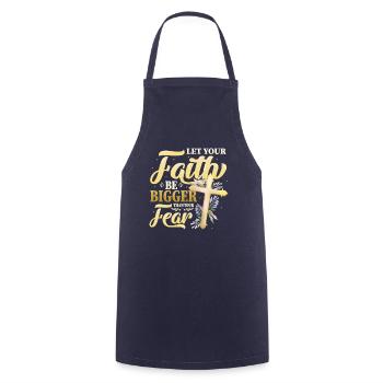 Your faith shall be greater than your fear. - Cooking Apron - navy - Front - AI Model Male 185 dark (185cm)