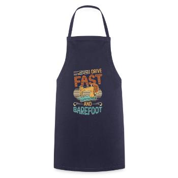 I drive fast and barefoot sewing machine Sewer - Cooking Apron - navy - Front - AI Model Male 185 dark (185cm)