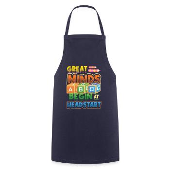 Great minds start with a head start, Abcd Teacher - Cooking Apron - navy - Front - AI Model Male 185 dark (185cm)