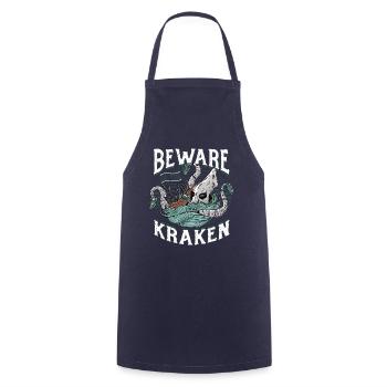 Méfiez-vous du Kraken - Tablier de cuisine - marine - Devant - AI Model Male 185 dark (185cm)