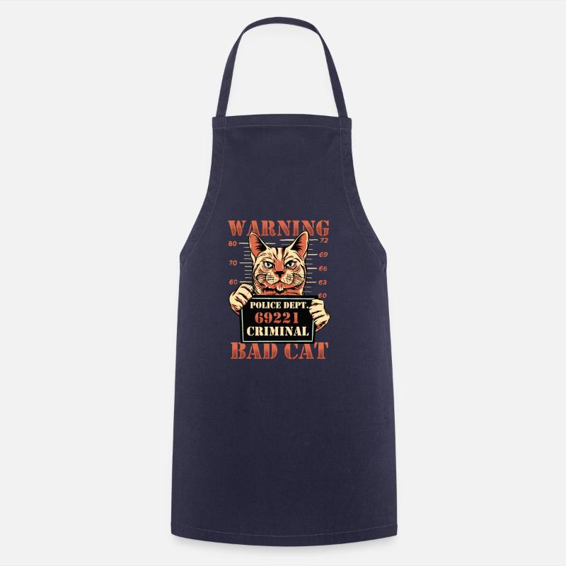 Avertissement Bad Cat Mug Shot Cat - Tablier de cuisine - marine