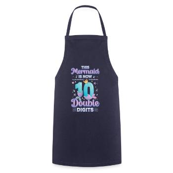 This mermaid is now 10, double digits - Cooking Apron - navy - Front - AI Model Male 185 dark (185cm)
