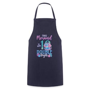 This mermaid is now 10, double digits - Cooking Apron - navy - Front - AI Model Male 185 dark (185cm)