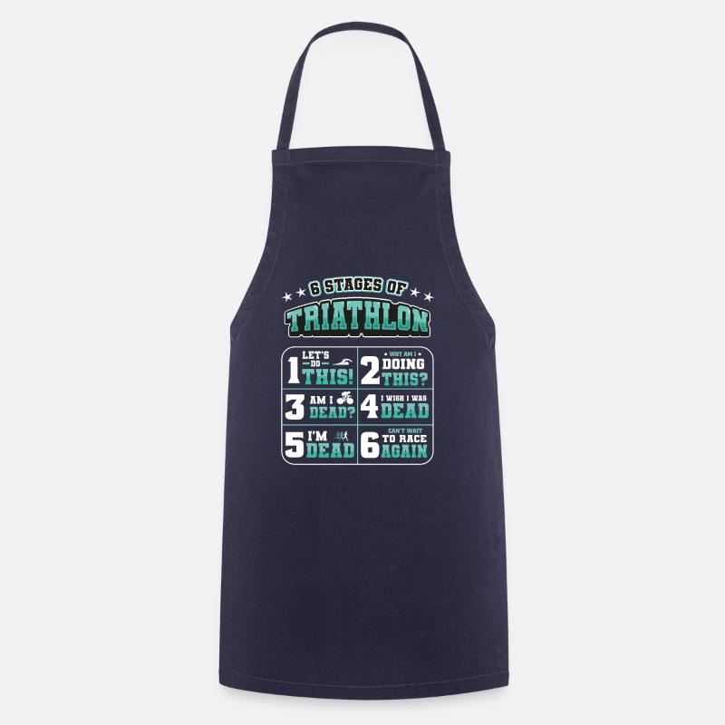6 étapes du triathlon - Tablier de cuisine - marine
