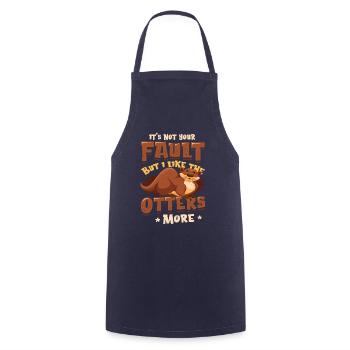 I like the otters more - Otter Pun Sea Otters - Cooking Apron - navy - Front - AI Model Male 185 dark (185cm)