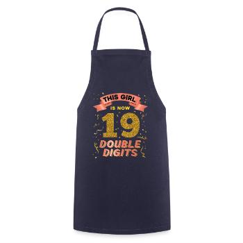 This girl is now 19 double digit 19. - Cooking Apron - navy - Front - AI Model Male 185 dark (185cm)