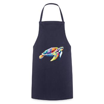 Sea Turtle illustration - Meeres Schildkröte - Cooking Apron - navy - Front - AI Model Male 185 dark (185cm)