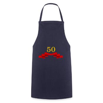 50e anniversaire 50 ans 50 numéro 50 blanc - Tablier de cuisine - marine - Devant - AI Model Male 185 dark (185cm)