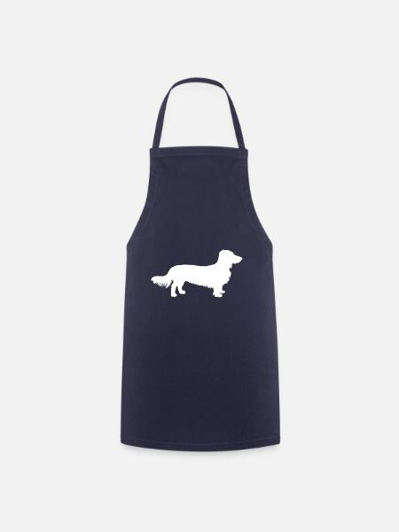 Langhaardackel dog Dachshund gift silhouette - Cooking Apron - navy