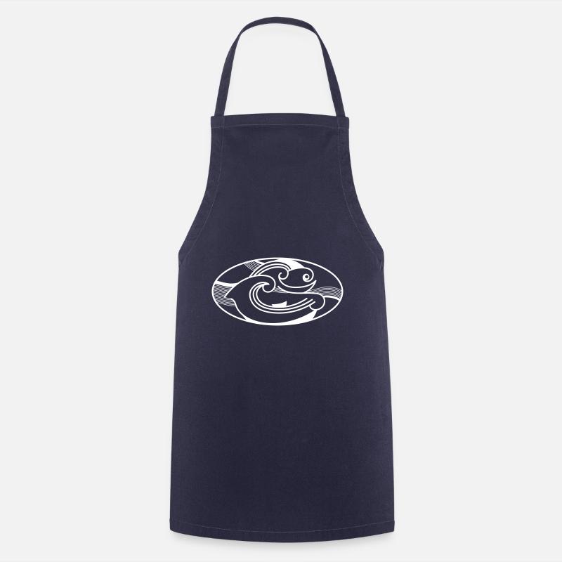 Japanese waves - Cooking Apron - navy