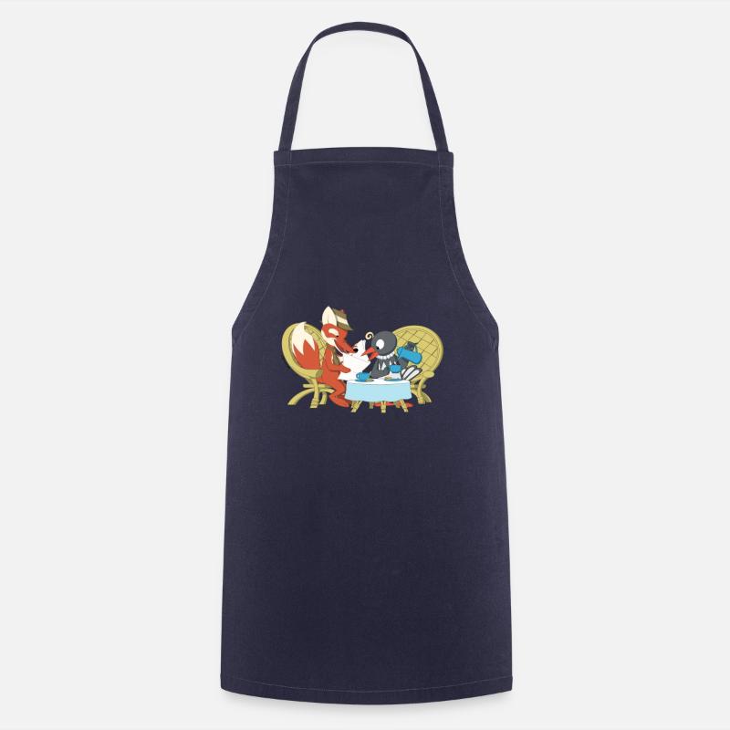 Fuchs und Elster beim Kaffeeklatsch - Kochschürze - Navy