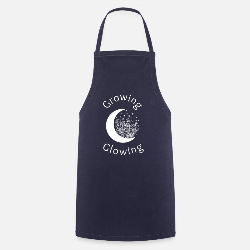 Growing Glowing leaf moon slogan - Cooking Apron - navy