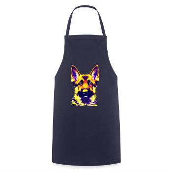 Dog Owner German Shepherd Puppy - Cooking Apron - navy - Front - AI Model Male 185 dark (185cm)