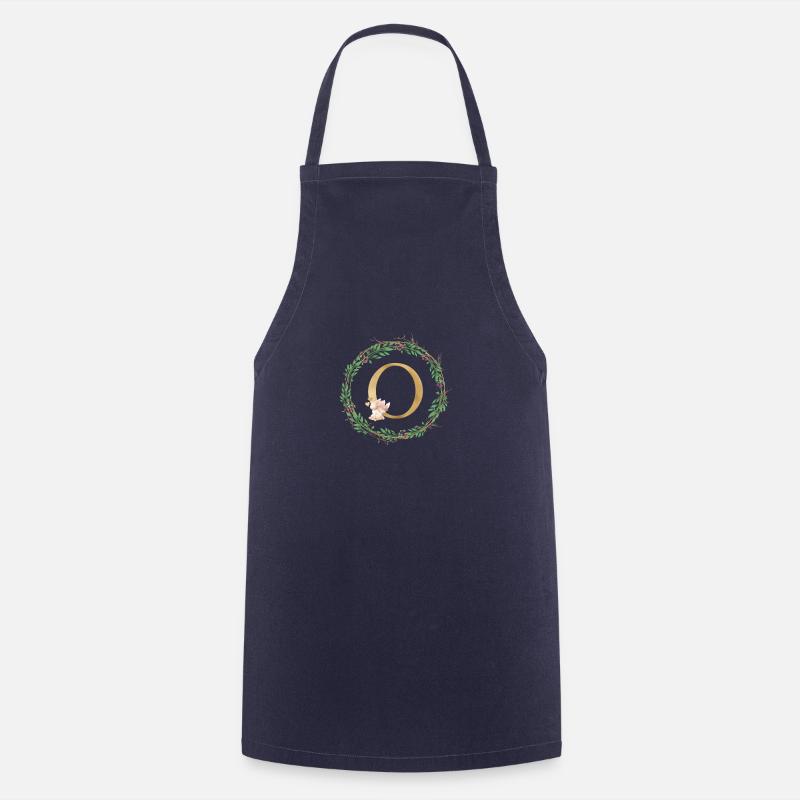 Customizable Monogram O - Cooking Apron - navy