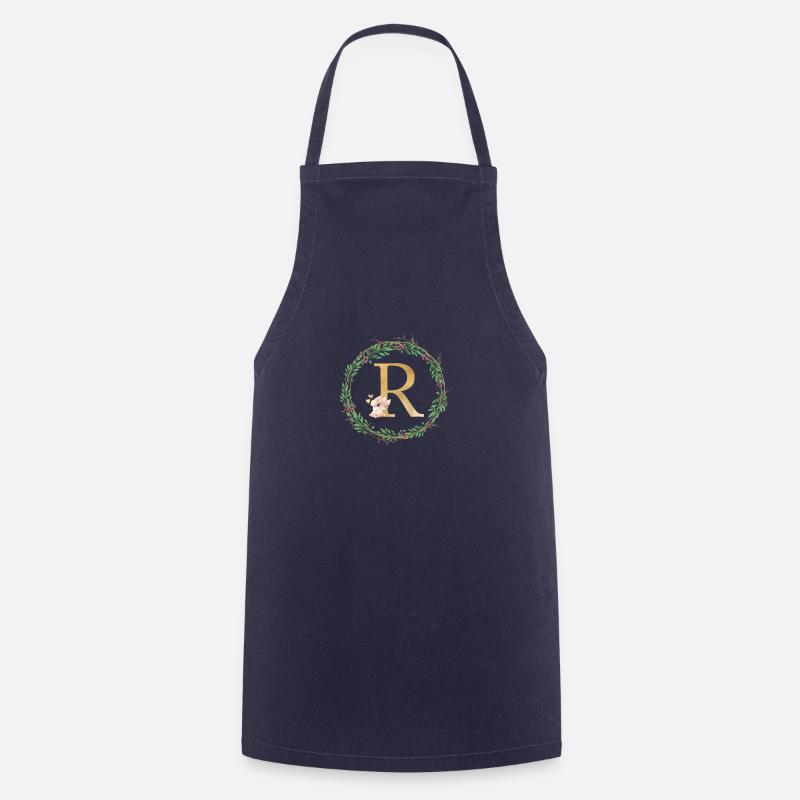 Customizable Monogram R - Cooking Apron - navy