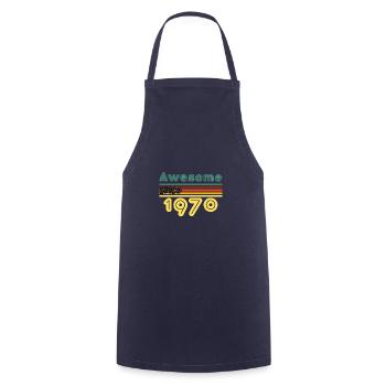 Awesome since 1970 - Cooking Apron - navy - Front - AI Model Male 185 dark (185cm)