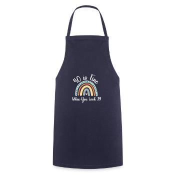 40 is okay if you look 29 40 years old - Cooking Apron - navy - Front - AI Model Male 185 dark (185cm)