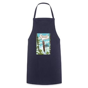 Séoul Corée du Sud Affiche de ski - Tablier de cuisine - marine - Devant - AI Model Male 185 dark (185cm)
