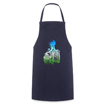 skull skeleton death halloween horror black dead - Cooking Apron - navy - Front - AI Model Male 185 dark (185cm)