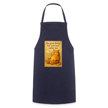 Katze mit Cocktail - Kochschürze - Navy - Vorne - AI Model Male 185 dark (185cm)