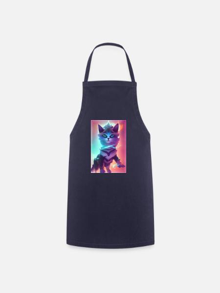 Niedliche Space Cat auf Reisen durch den Weltraum - Kochschürze - Navy