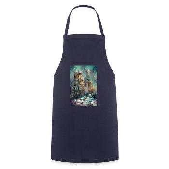 Castle in the forest, fantasy jungle - Cooking Apron - navy - Front - AI Model Male 185 dark (185cm)