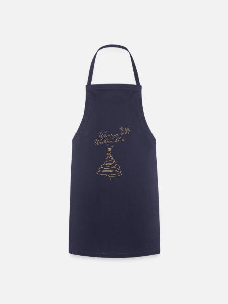 Wonnige Weihnachten Weihnachtsbaum Design gold - Kochschürze - Navy