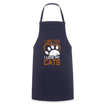 i like you but ilove my cats - Kochschürze - Navy - Vorne - AI Model Male 185 dark (185cm)
