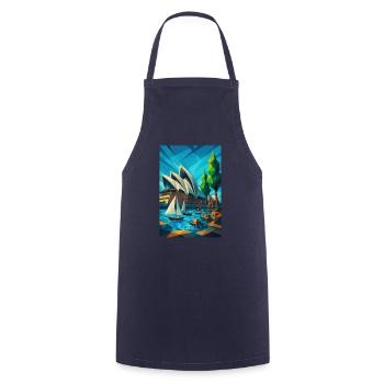 Sydney OPERA HOUSE – L’architecture comme une vague - Tablier de cuisine - marine - Devant - AI Model Male 185 dark (185cm)