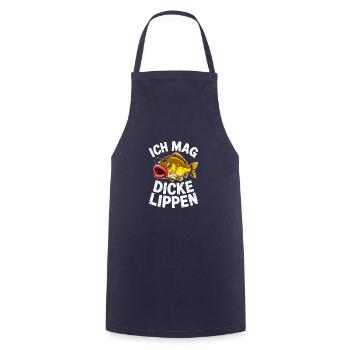 Ich mag dicke Lippen – Fischkuss garantiert - Kochschürze - Navy - Vorne - AI Model Male 185 dark (185cm)